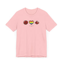 Load image into Gallery viewer, LGBTQ Peace Love Canada Unisex Jersey Short Sleeve Tee