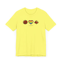 Load image into Gallery viewer, LGBTQ Peace Love Canada Unisex Jersey Short Sleeve Tee