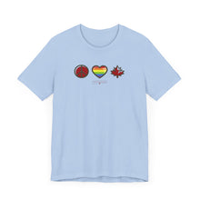Load image into Gallery viewer, LGBTQ Peace Love Canada Unisex Jersey Short Sleeve Tee