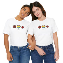 Load image into Gallery viewer, LGBTQ Peace Love Canada Unisex Jersey Short Sleeve Tee