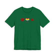 Load image into Gallery viewer, LGBTQ Peace Love Canada Unisex Jersey Short Sleeve Tee