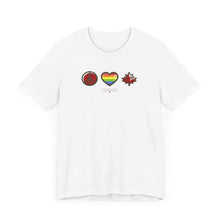 Load image into Gallery viewer, LGBTQ Peace Love Canada Unisex Jersey Short Sleeve Tee