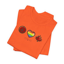 Load image into Gallery viewer, LGBTQ Peace Love Canada Unisex Jersey Short Sleeve Tee