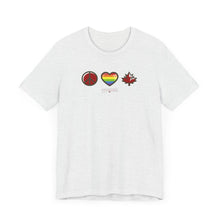 Load image into Gallery viewer, LGBTQ Peace Love Canada Unisex Jersey Short Sleeve Tee