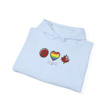 Load image into Gallery viewer, LGBTQ+ Peace Love Canada Unisex Heavy Blend™ Hooded Sweatshirt
