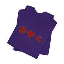 Load image into Gallery viewer, Peace Love Canada Unisex Jersey Short Sleeve Tee
