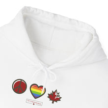 Load image into Gallery viewer, LGBTQ+ Peace Love Canada Unisex Heavy Blend™ Hooded Sweatshirt
