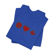 Load image into Gallery viewer, Peace Love Canada Unisex Jersey Short Sleeve Tee
