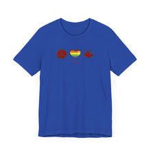 Load image into Gallery viewer, LGBTQ Peace Love Canada Unisex Jersey Short Sleeve Tee
