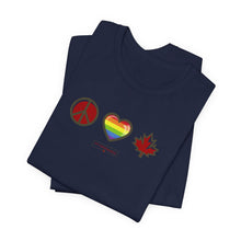 Load image into Gallery viewer, LGBTQ Peace Love Canada Unisex Jersey Short Sleeve Tee
