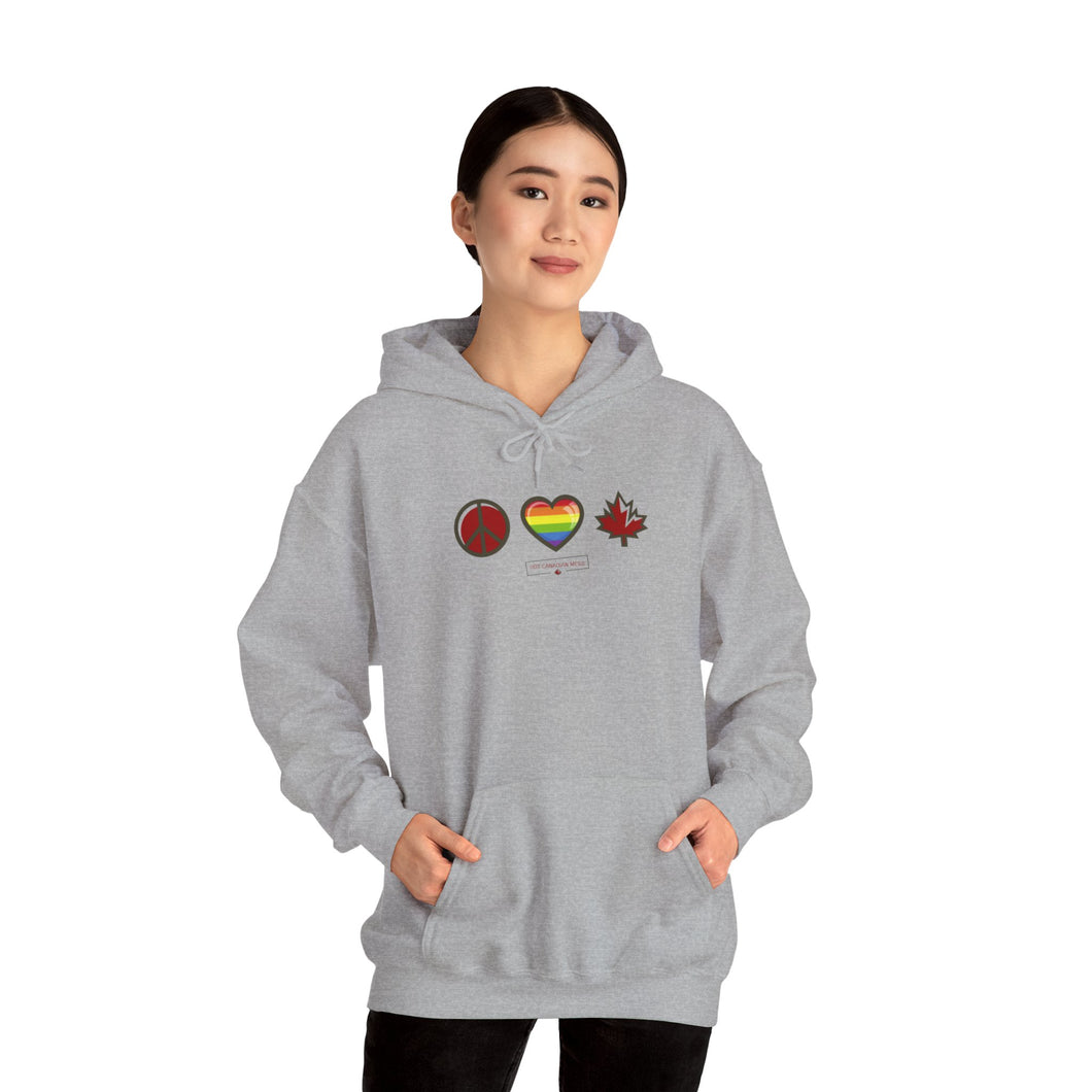 LGBTQ+ Peace Love Canada Unisex Heavy Blend™ Hooded Sweatshirt