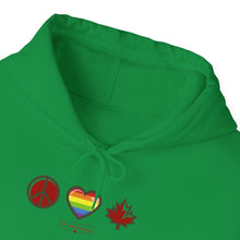 Load image into Gallery viewer, LGBTQ+ Peace Love Canada Unisex Heavy Blend™ Hooded Sweatshirt
