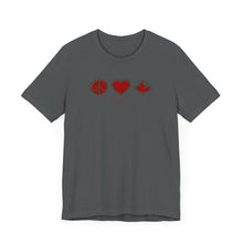 Load image into Gallery viewer, Peace Love Canada Unisex Jersey Short Sleeve Tee
