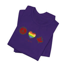 Load image into Gallery viewer, LGBTQ Peace Love Canada Unisex Jersey Short Sleeve Tee
