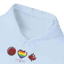 Load image into Gallery viewer, LGBTQ+ Peace Love Canada Unisex Heavy Blend™ Hooded Sweatshirt
